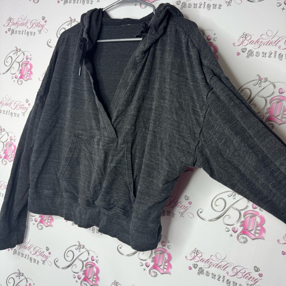 Diadora sweater kangaroo pounce v neck oversized grey black comfy pull over - Picture 2 of 9